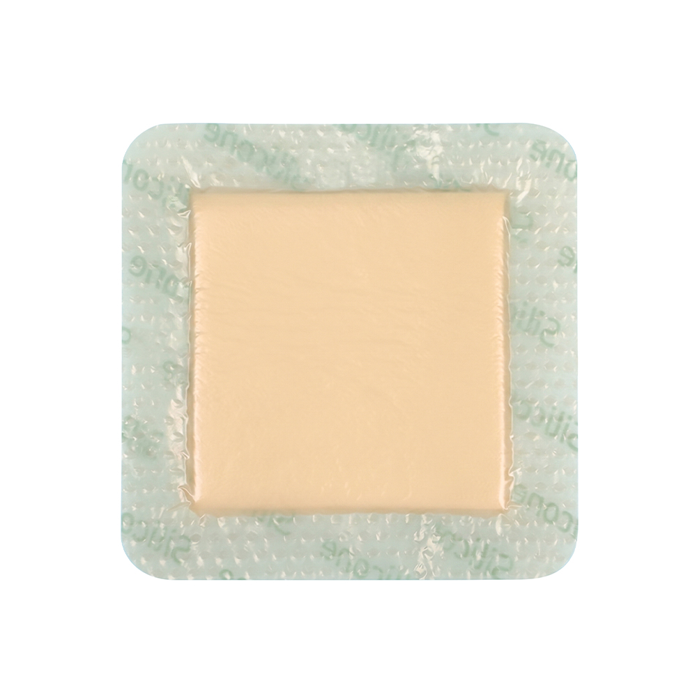 Medicazione in schiuma bordata in silicone da 10x10 cm