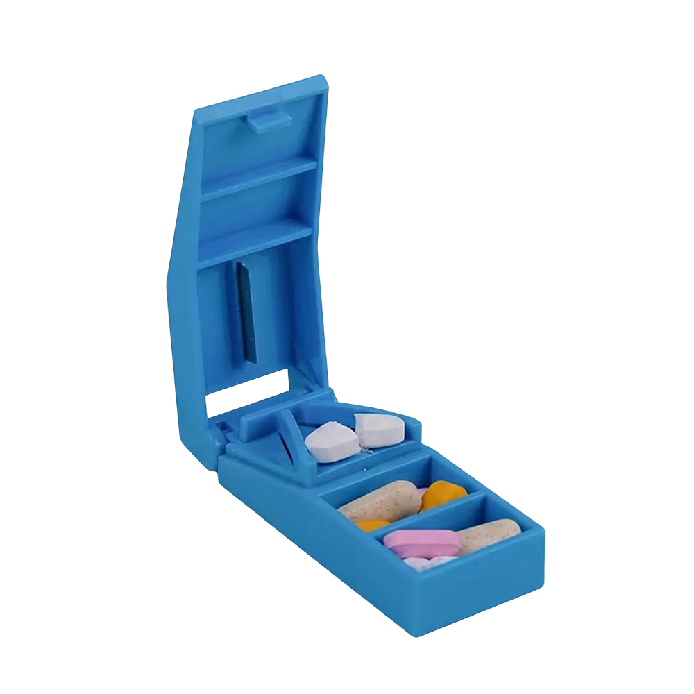 Tagliapillole portatile 2 in 1 e scatola portaoggetti