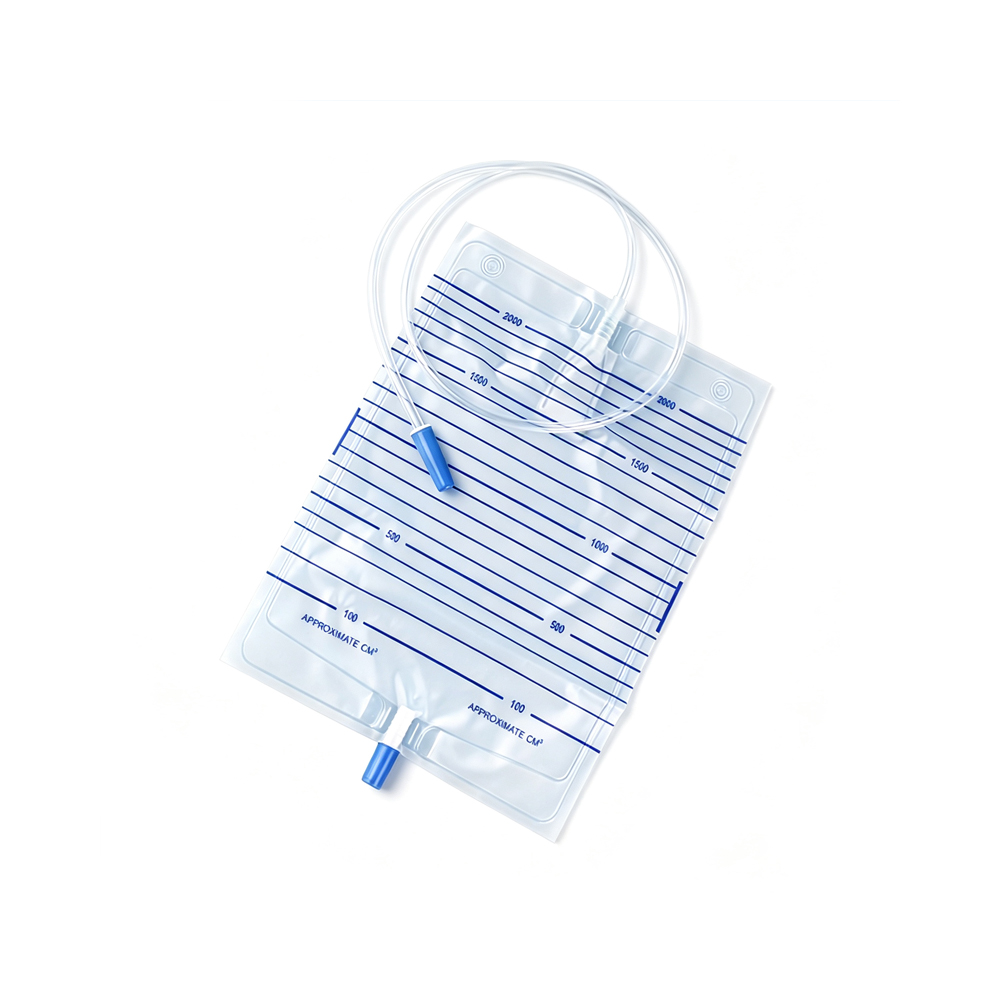 Sacca per urina facile da svuotare per uso medico da 1000 ml/1500 ml/2000 ml con valvola di trazione e spinta