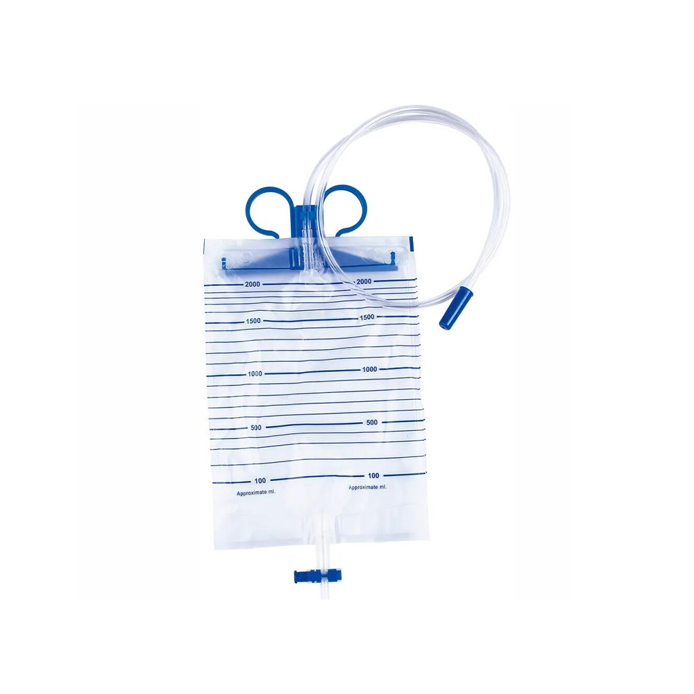 Sacca per urina premium di grado medico da 1000 ml/1500 ml/2000 ml con ganci in plastica