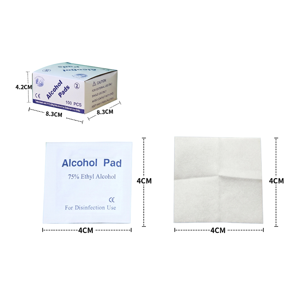 Tamponi preparatori di alta qualità con alcol etilico al 75% confezionati singolarmente da 100 pezzi/scatola 4x4 cm per uso domestico, di viaggio e clinico