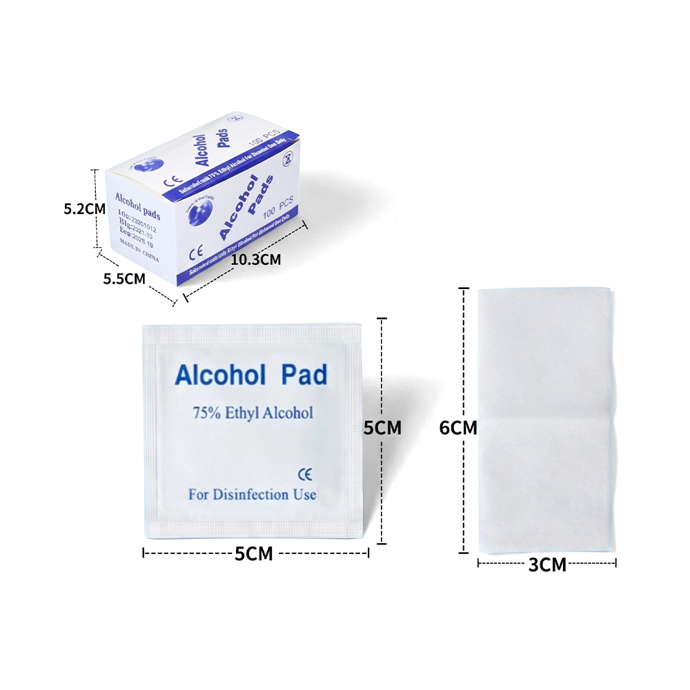 100 pezzi/scatola 3 x 6 cm di grandi dimensioni confezionati singolarmente tamponi preparatori con alcol al 75%