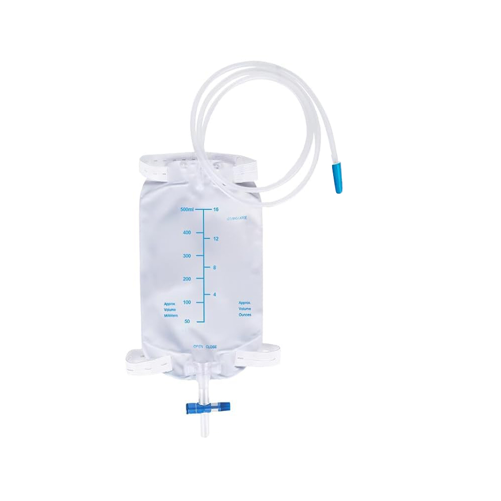 Sacca per gambe urinarie in PVC medico portatile e discreta da 500 ml, discreta, senza lattice, con valvola antireflusso